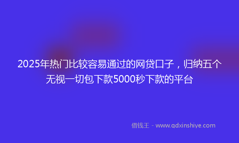 2025年热门比较容易通过的网贷口子，归纳五个无视一切包下款5000秒下款的平台