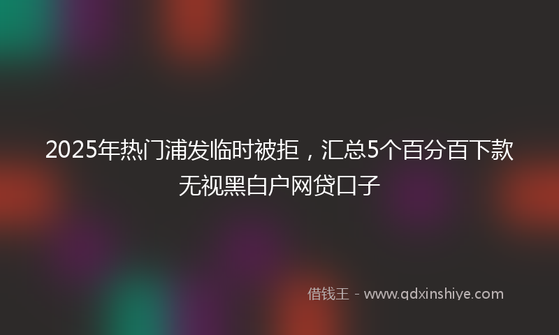 2025年热门浦发临时被拒，汇总5个百分百下款无视黑白户网贷口子