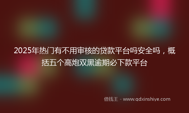 2025年热门有不用审核的贷款平台吗安全吗，概括五个高炮双黑逾期必下款平台