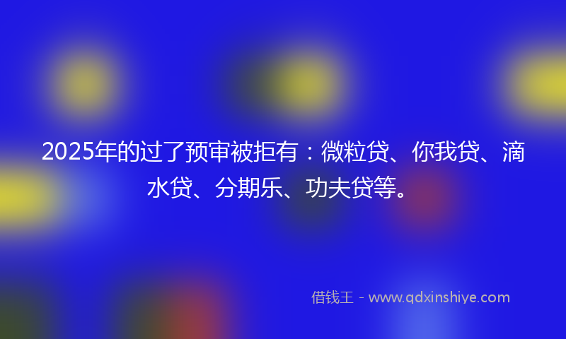 2025年的过了预审被拒有：微粒贷、你我贷、滴水贷、分期乐、功夫贷等。