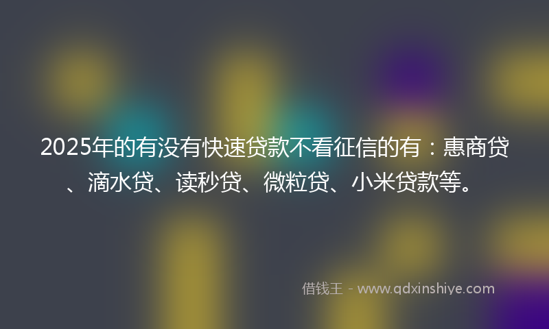 2025年的有没有快速贷款不看征信的有：惠商贷、滴水贷、读秒贷、微粒贷、小米贷款等。