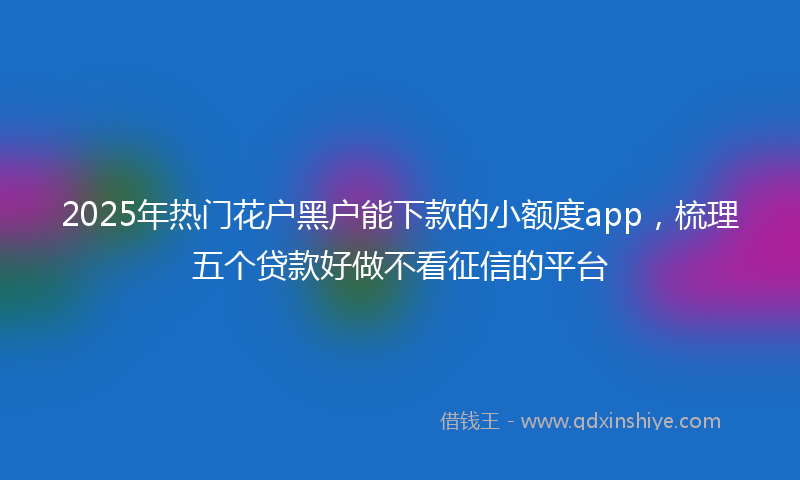 2025年热门花户黑户能下款的小额度app，梳理五个贷款好做不看征信的平台