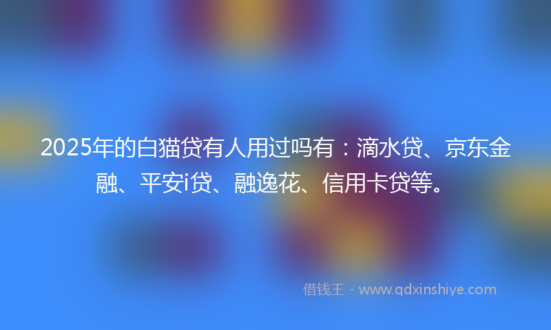 2025年的白猫贷有人用过吗有：滴水贷、京东金融、平安i贷、融逸花、信用卡贷等。