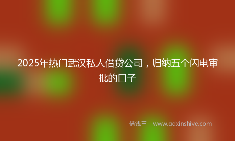 2025年热门武汉私人借贷公司，归纳五个闪电审批的口子