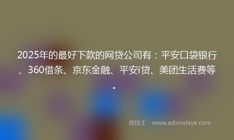 2025年的最好下款的网贷公司有：平安口袋银行、360借条、京东金融、平安i贷、美团生活费等。