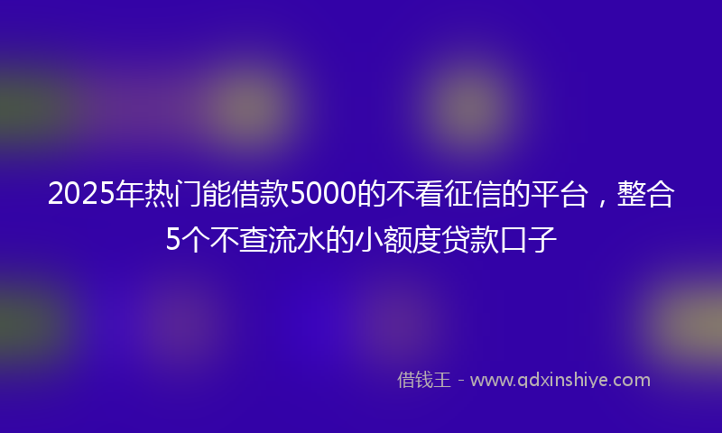 2025年热门能借款5000的不看征信的平台，整合5个不查流水的小额度贷款口子