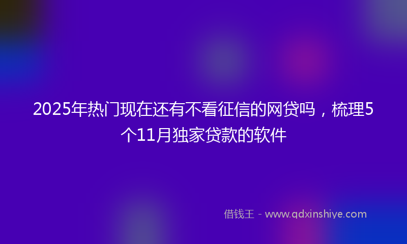 2025年热门现在还有不看征信的网贷吗，梳理5个11月独家贷款的软件