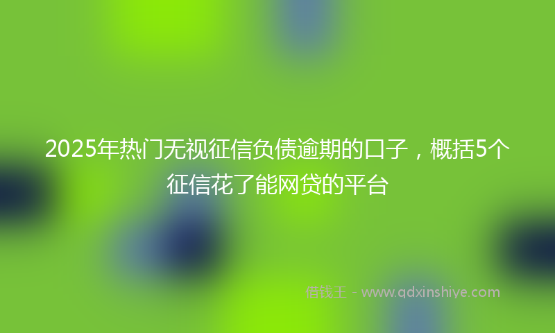 2025年热门无视征信负债逾期的口子，概括5个征信花了能网贷的平台