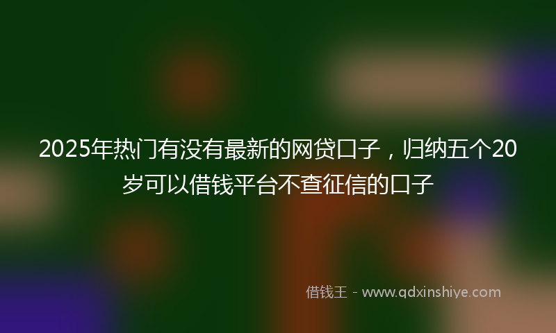 2025年热门有没有最新的网贷口子，归纳五个20岁可以借钱平台不查征信的口子