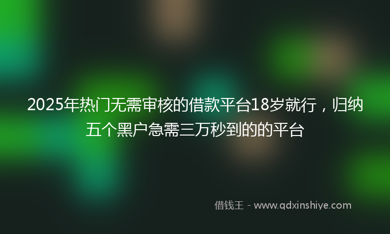 2025年热门无需审核的借款平台18岁就行，归纳五个黑户急需三万秒到的的平台