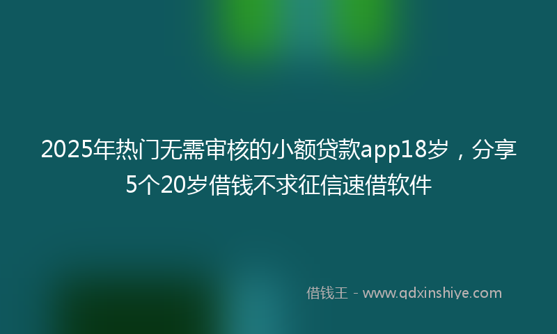 2025年热门无需审核的小额贷款app18岁，分享5个20岁借钱不求征信速借软件