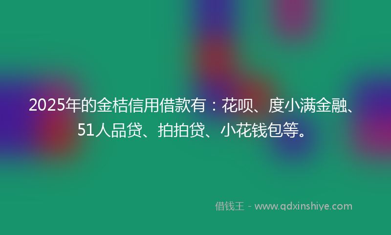 2025年的金桔信用借款有：花呗、度小满金融、51人品贷、拍拍贷、小花钱包等。