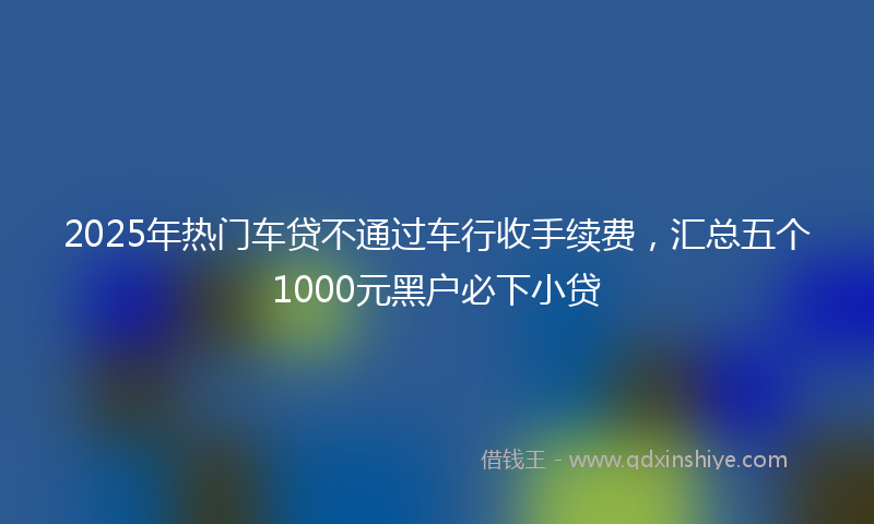 2025年热门车贷不通过车行收手续费，汇总五个1000元黑户必下小贷