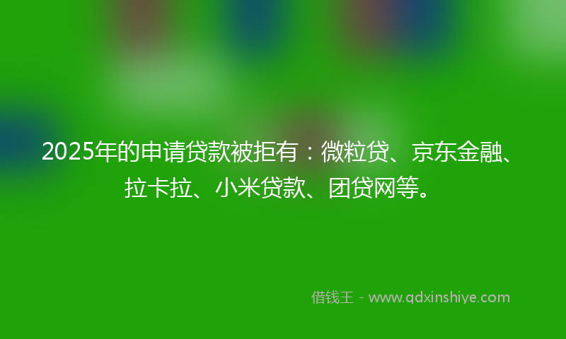 2025年的申请贷款被拒有：微粒贷、京东金融、拉卡拉、小米贷款、团贷网等。