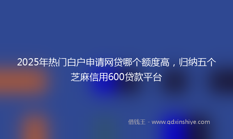 2025年热门白户申请网贷哪个额度高，归纳五个芝麻信用600贷款平台