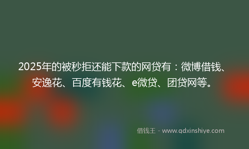 2025年的被秒拒还能下款的网贷有：微博借钱、安逸花、百度有钱花、e微贷、团贷网等。