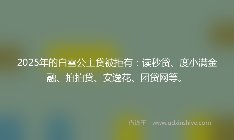 2025年的白雪公主贷被拒有：读秒贷、度小满金融、拍拍贷、安逸花、团贷网等。