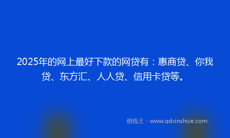 2025年的网上最好下款的网贷有：惠商贷、你我贷、东方汇、人人贷、信用卡贷等。