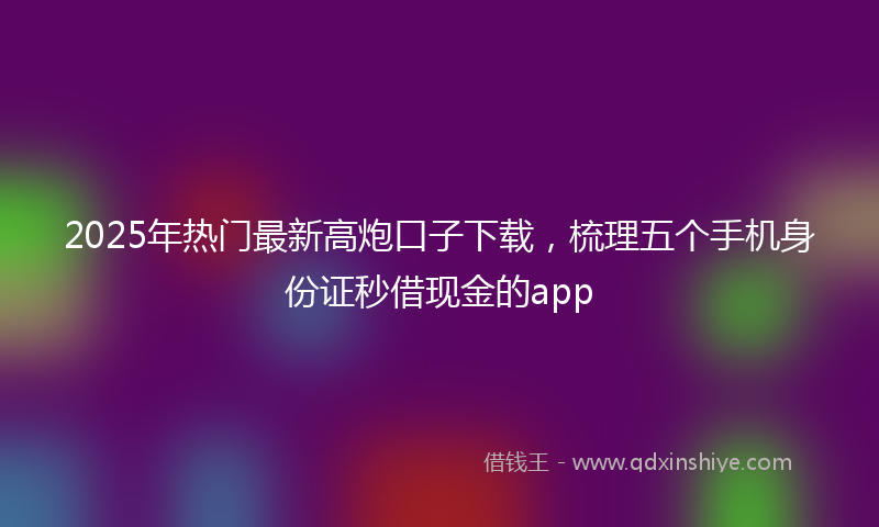 2025年热门最新高炮口子下载，梳理五个手机身份证秒借现金的app