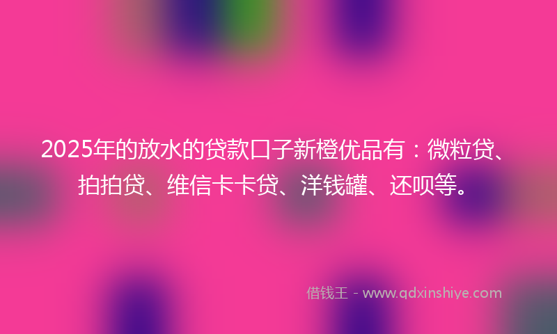 2025年的放水的贷款口子新橙优品有：微粒贷、拍拍贷、维信卡卡贷、洋钱罐、还呗等。