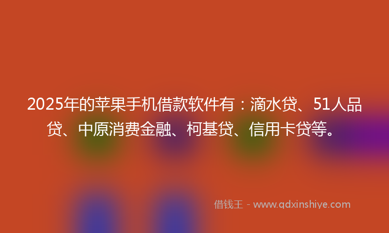 2025年的苹果手机借款软件有：滴水贷、51人品贷、中原消费金融、柯基贷、信用卡贷等。