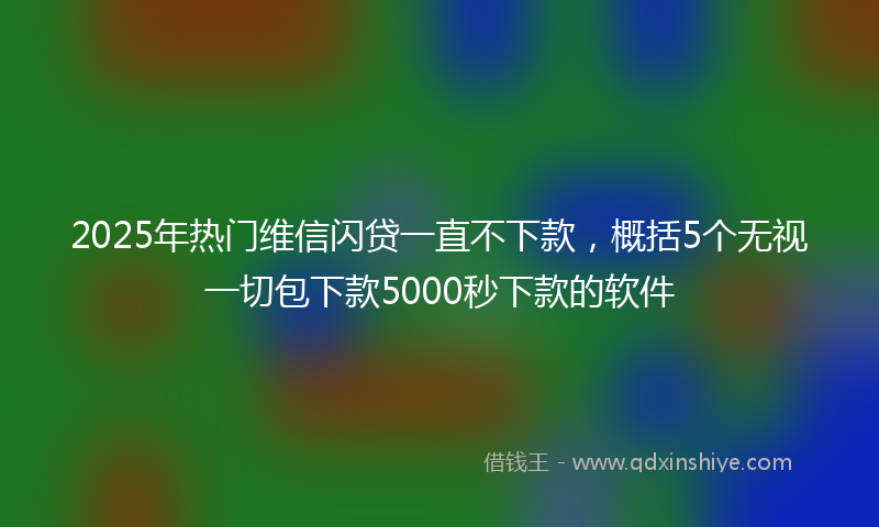 2025年热门维信闪贷一直不下款，概括5个无视一切包下款5000秒下款的软件