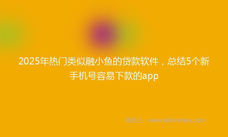 2025年热门类似融小鱼的贷款软件，总结5个新手机号容易下款的app