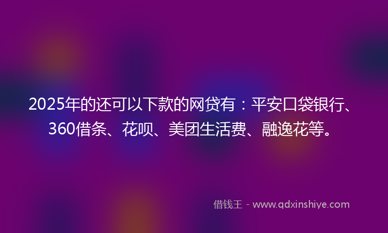 2025年的还可以下款的网贷有：平安口袋银行、360借条、花呗、美团生活费、融逸花等。