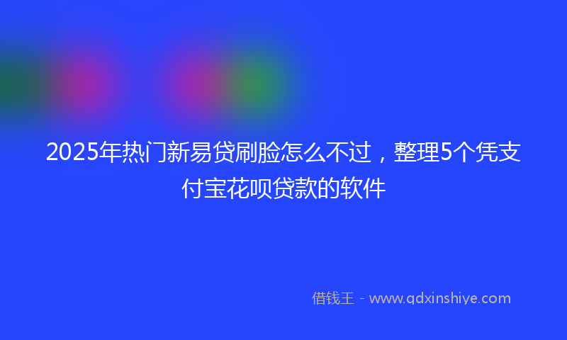 2025年热门新易贷刷脸怎么不过，整理5个凭支付宝花呗贷款的软件