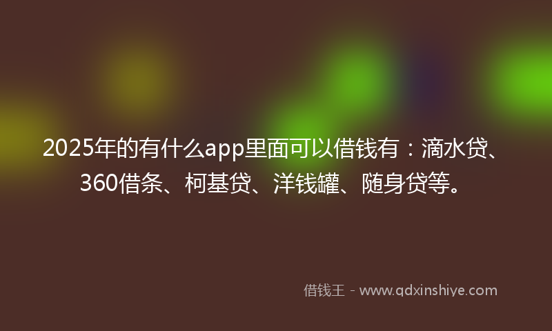 2025年的有什么app里面可以借钱有：滴水贷、360借条、柯基贷、洋钱罐、随身贷等。