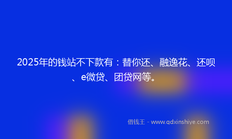 2025年的钱站不下款有：替你还、融逸花、还呗、e微贷、团贷网等。
