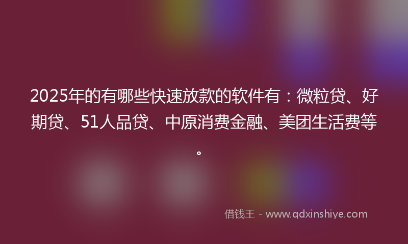 2025年的有哪些快速放款的软件有：微粒贷、好期贷、51人品贷、中原消费金融、美团生活费等。