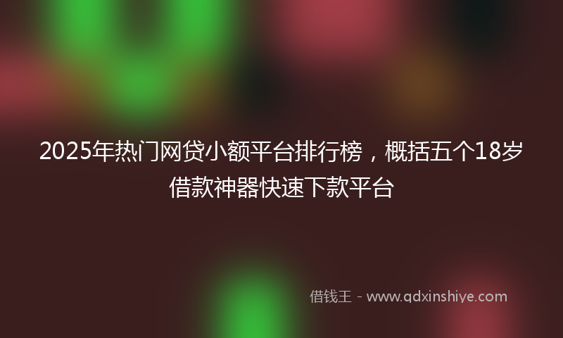 2025年热门网贷小额平台排行榜，概括五个18岁借款神器快速下款平台