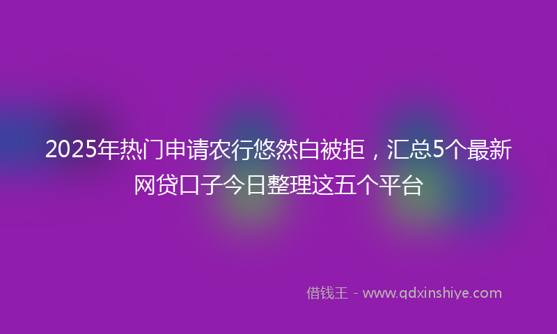 2025年热门申请农行悠然白被拒，汇总5个最新网贷口子今日整理这五个平台