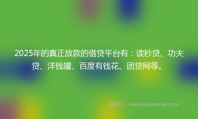 2025年的真正放款的借贷平台有：读秒贷、功夫贷、洋钱罐、百度有钱花、团贷网等。