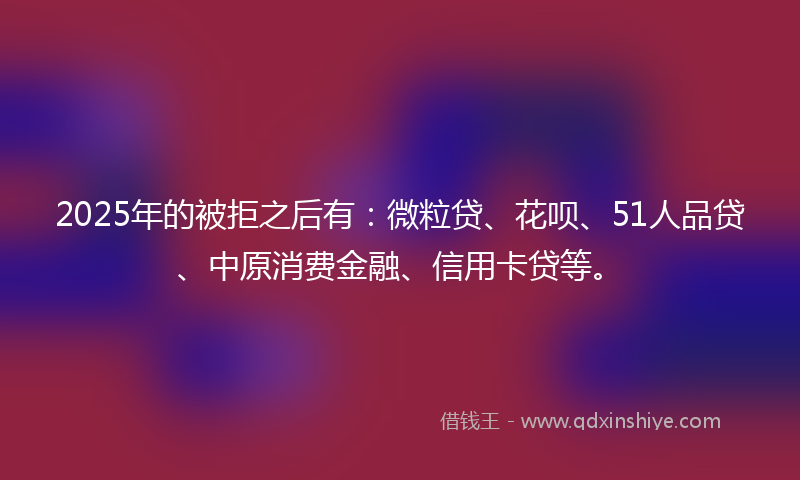 2025年的被拒之后有：微粒贷、花呗、51人品贷、中原消费金融、信用卡贷等。