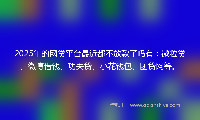 2025年的网贷平台最近都不放款了吗有：微粒贷、微博借钱、功夫贷、小花钱包、团贷网等。