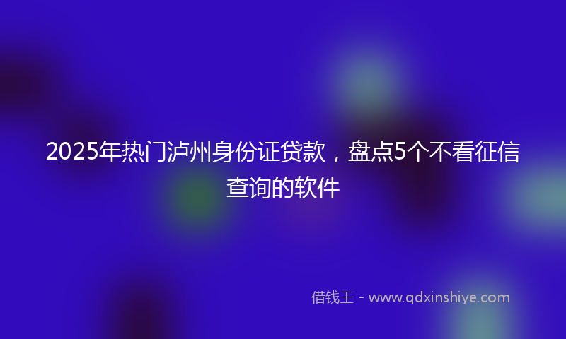 2025年热门泸州身份证贷款，盘点5个不看征信查询的软件