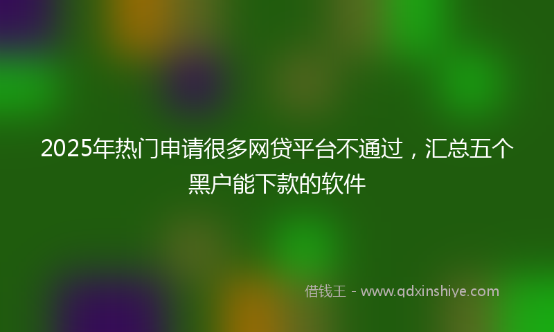 2025年热门申请很多网贷平台不通过，汇总五个黑户能下款的软件