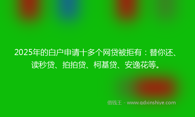 2025年的白户申请十多个网贷被拒有：替你还、读秒贷、拍拍贷、柯基贷、安逸花等。