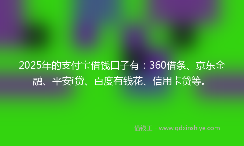 2025年的支付宝借钱口子有：360借条、京东金融、平安i贷、百度有钱花、信用卡贷等。