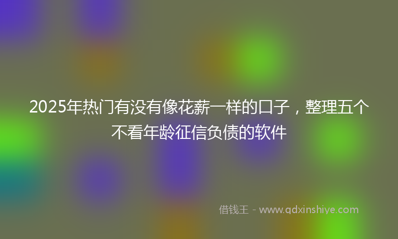 2025年热门有没有像花薪一样的口子，整理五个不看年龄征信负债的软件