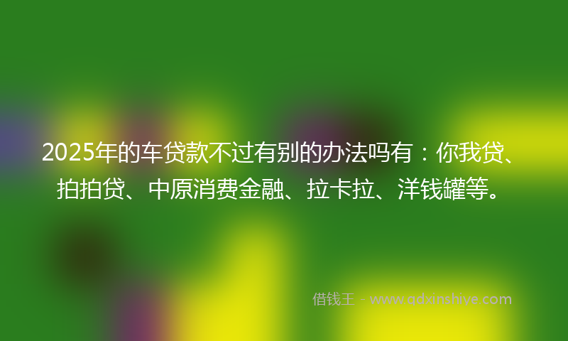 2025年的车贷款不过有别的办法吗有：你我贷、拍拍贷、中原消费金融、拉卡拉、洋钱罐等。