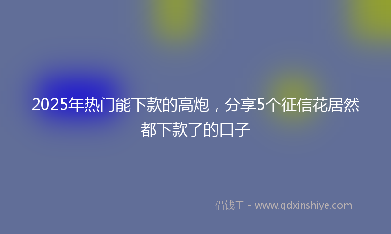 2025年热门能下款的高炮，分享5个征信花居然都下款了的口子