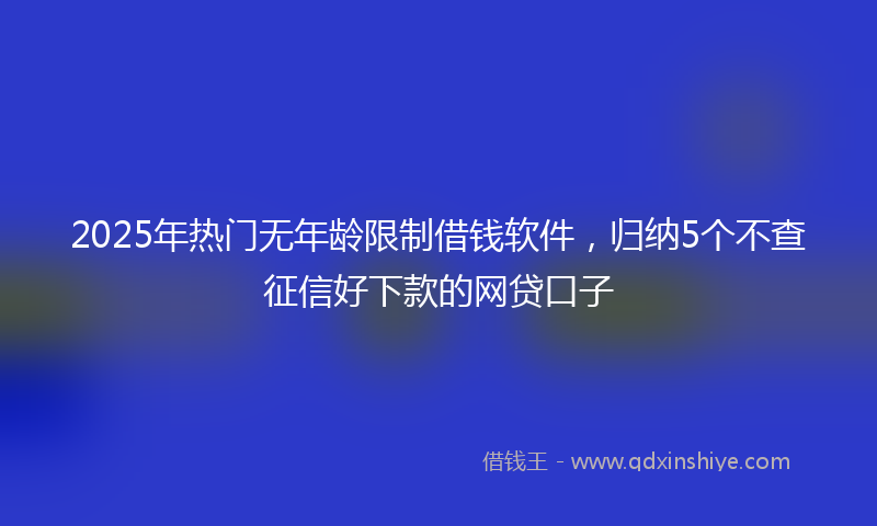 2025年热门无年龄限制借钱软件，归纳5个不查征信好下款的网贷口子