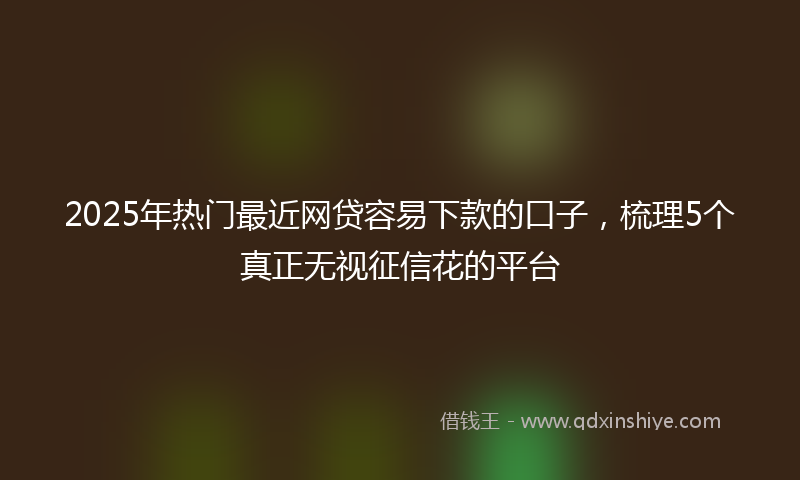 2025年热门最近网贷容易下款的口子，梳理5个真正无视征信花的平台