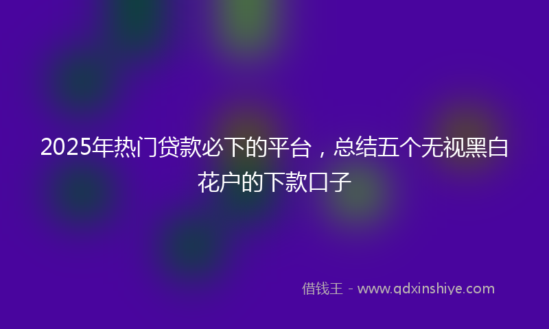 2025年热门贷款必下的平台，总结五个无视黑白花户的下款口子