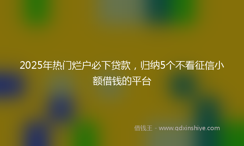2025年热门烂户必下贷款，归纳5个不看征信小额借钱的平台