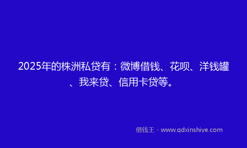 2025年的株洲私贷有：微博借钱、花呗、洋钱罐、我来贷、信用卡贷等。