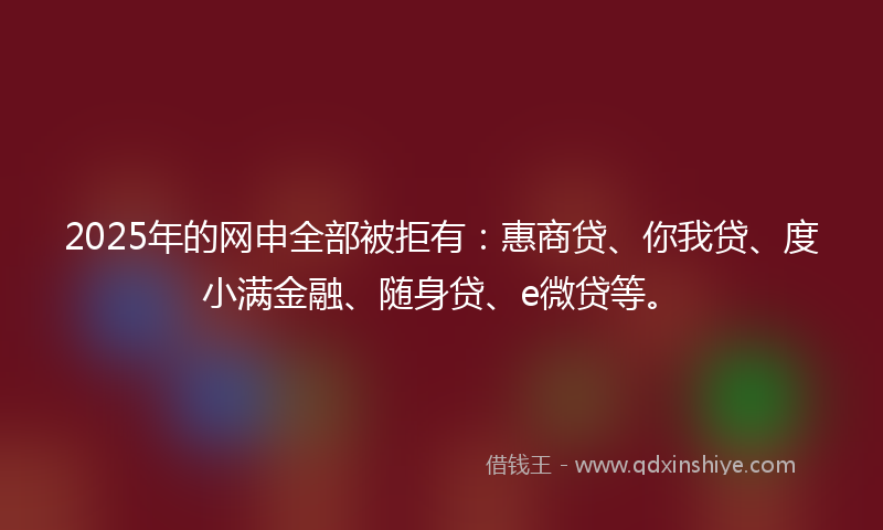 2025年的网申全部被拒有：惠商贷、你我贷、度小满金融、随身贷、e微贷等。